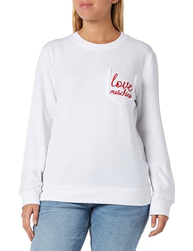 Love Moschino Women's Long-Sleeved Slim fit Roundneck Sweatshirt, Optical White, 40