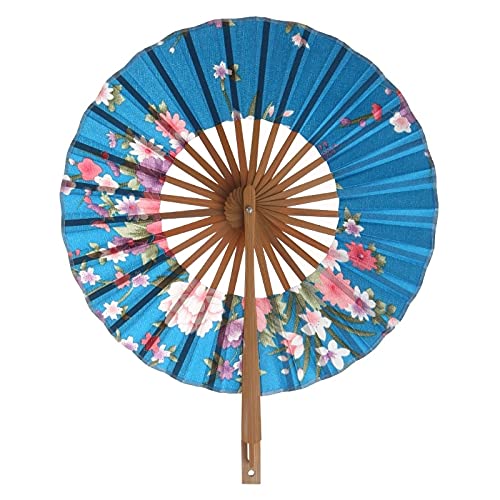 VSULZVNU Faltbarer Fächer, japanische Blume, Taschenfächer, rund, Kreis, Party-Dekoration, Geschenk, Fächer (C) (A)