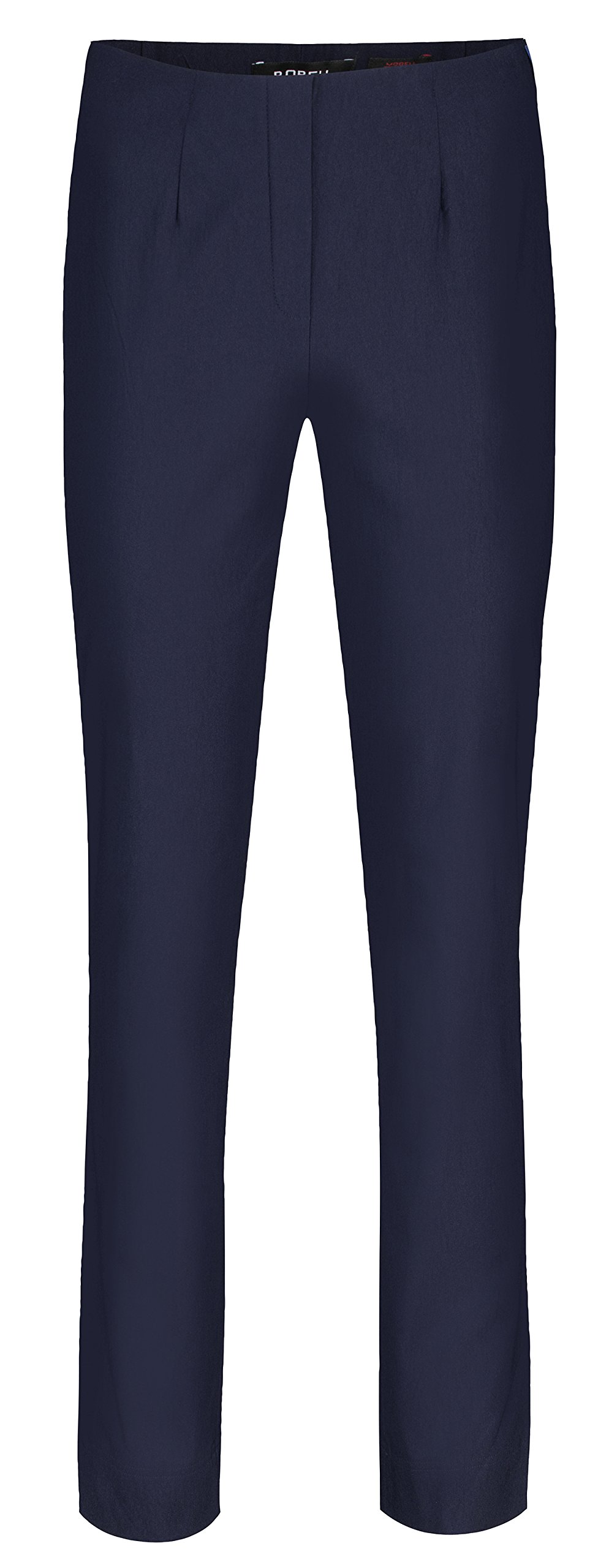 Robell Style Marie – Bequeme, stretchige Damenhose, Innenseite angeraut, Gerade geschnittenes Bein mit Schlitz Navy Größe 36