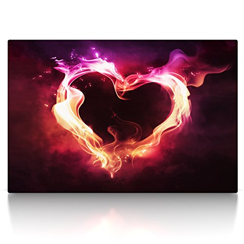 CanvasArts Feuer Herz rot - Leinwand Bild auf Keilrahmen Wandbild Love Liebe abstrakt 05.2201 (60x40 cm, einteilig)