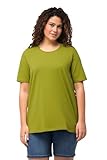 Ulla Popken Damen große Größen Übergrößen Plus Size T-Shirt, A-Linie, Rundhalsausschnitt, Halbarm apfelgrün 58+ 807264425-58+