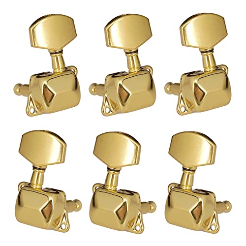 6 Stücke Schaltverhältnis 1:15 Halbschloss Akustikgitarre Tuning Pegs Tuner Maschinenköpfe Tuning Keys 3L3R Stimmwirbel Mechaniken (Color : Gold)