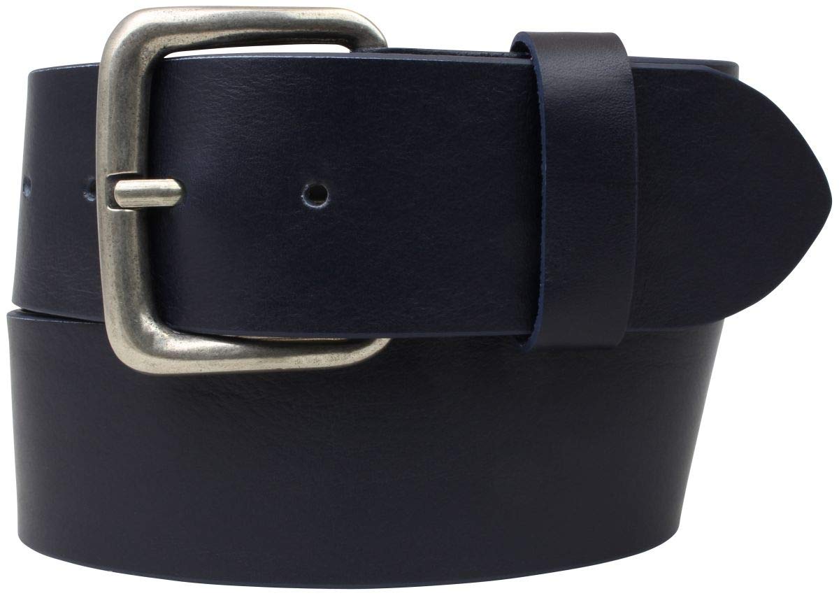 BELTINGER Jeansgürtel aus Vollrindleder 5 cm | Leder-Gürtel für Herren 50mm | Breiter Herren-Gürtel aus echtem Leder | Marine 120cm