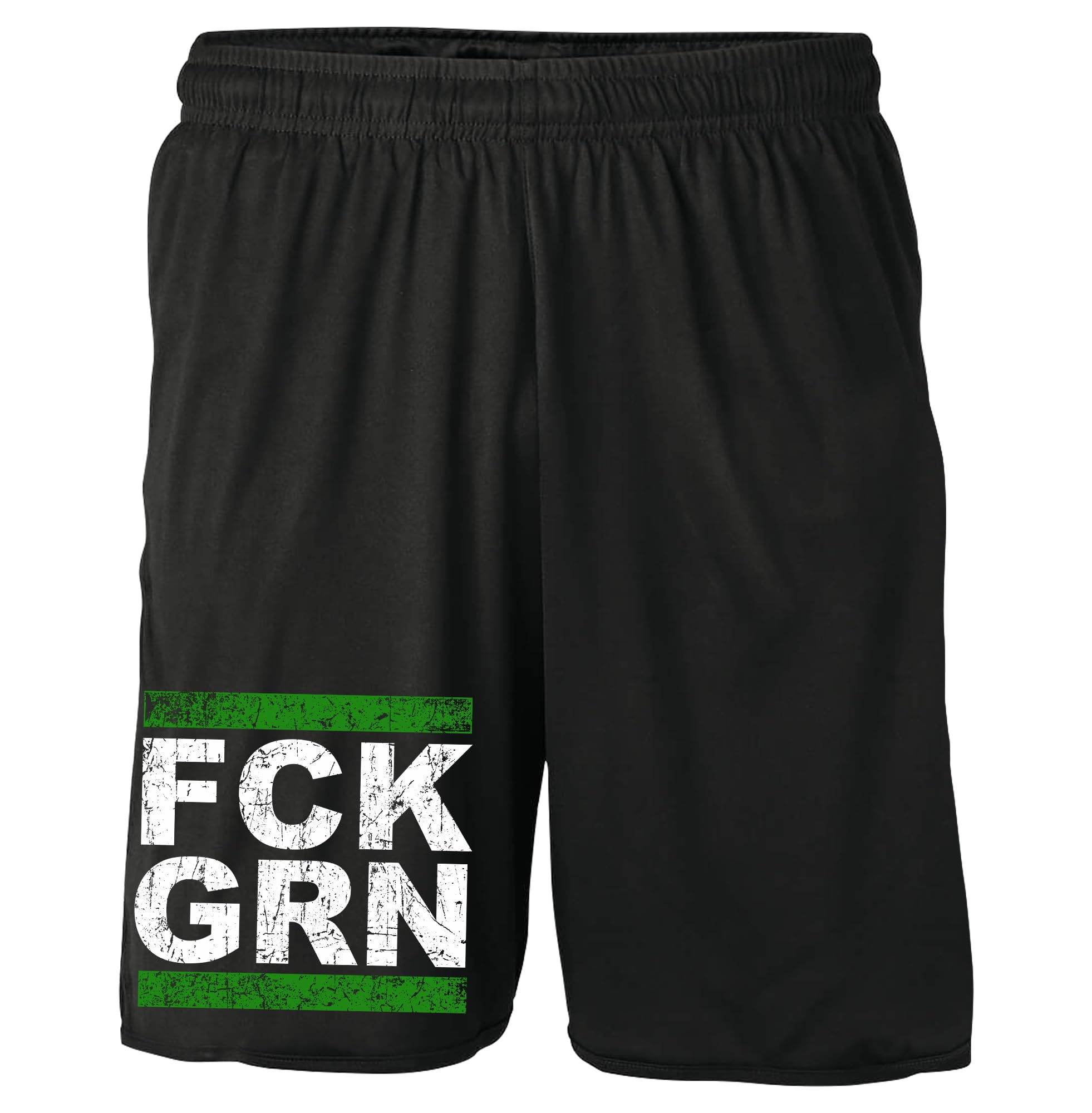 FCK GRN Shorts | Fuck Grüne Kurze Hose Anti Grün Politik Demo Anti Klimaaktivist Widerstand Hose | M1 Schwarz (L)