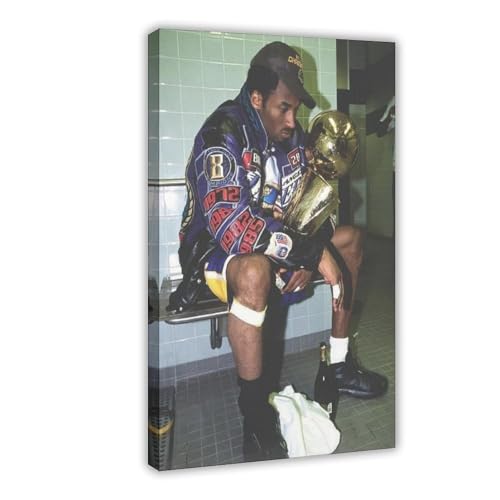 HACERR Kobe Bryant Kultige Meisterschaft Umkleidezimmer Foto Premium Poster Druck Wandkunst Leinwand Poster Wandkunst Dekor Druck Bild Gemälde für Wohnzimmer Schlafzimmer Dekoration 50 x 75 cm