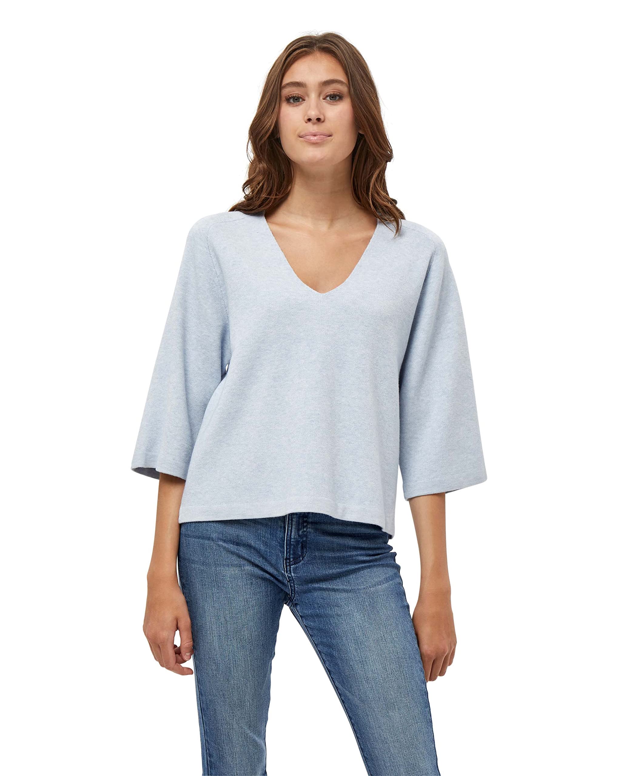 Peppercorn Damen Rosalia 3-4 Sleeve Curved Pullover mit 3 4 Arm, 2284m Skyway Blue Melange, 54 EU