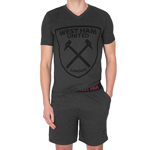 West Ham United FC - Herren Schlafanzug-Shorty - Offizielles Merchandise - Grau - XL