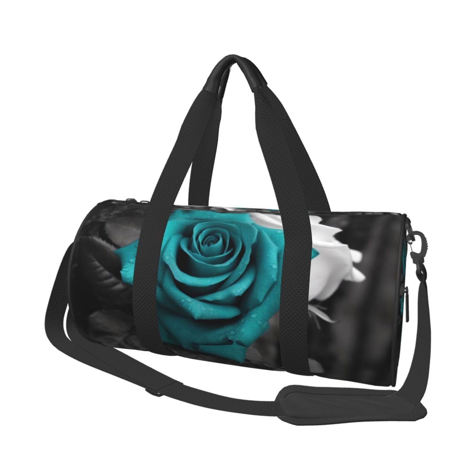 Robuste Reisetasche mit gelben Blumen und Schmetterlingen, geräumige und stilvolle Tasche für alle Ihre Reisebedürfnisse, Blaugrüne Rose, Einheitsgröße