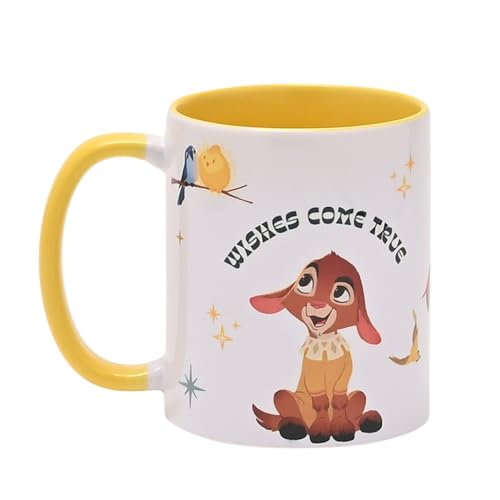 Widdop Disney Wish Valentino Wishes Come True Tasse, Steingut, gelber Griff, Geschenk, Geschenk für Tee und Kaffee