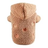 Wintermantel für Hunde und Katzen, Fleece, Haustierkleidung, Kapuzenmantel, Daunenjacke, Welpen, Haustierkleidung, passend für Hunde, Chihuahua, Yorkie, Mops, Outfits (Braun, Größe XL 6,5–8 kg)