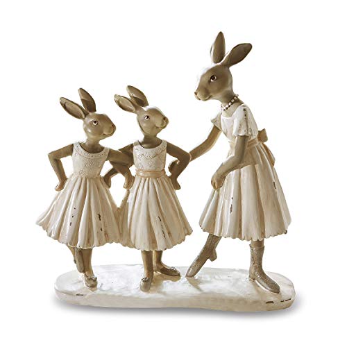 Loberon® Hasen Danseuses, Ostern, Osterdeko, Polyresin, H/B/T ca. 23/23/9 cm, Creme/braun