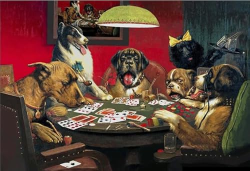 Hfmquisutron Holzpuzzle 1000 Teile Hunde Spielen Poker Poster Für Erwachsene Lernspielzeug Puzzles Fz262Lw