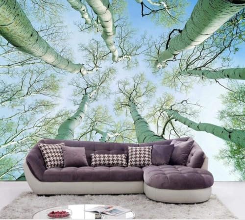 Sky Birch 3D Tapete Poster Restaurant Schlafzimmer Wohnzimmer Sofa TV Dekorative Wand-200cm×140cm