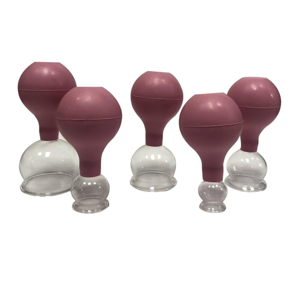 Vakuumbecher Kits Schröpftherapie 5-teiliges Schröpfbecher Vakuummassagegerät Nass Und Trockensauger Becher Set Glaskörper Glas Schröpfen