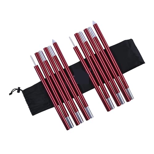 BFVAKBKYT Zelt Tarp Stangen Set, 2 Stücke 6 Abschnitte Zelt Baldachin Stick Aluminium Legierung Zeltstangen Stützstangen Klapp Tragbare Zeltstange for Camping(Red)