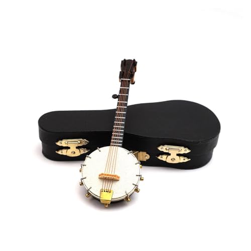 Miniatur-Banjo-Modell Aus Holz Mit Stützkoffer, Mini-Musikinstrumenten-Zubehör, Dekoration