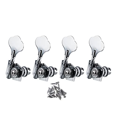 ALFAAL 4 Stücke Vintage Open Bass Tuning Keys Pegs Maschinenköpfe Tuner Chrome 4R Für Rechtshänder 4 Saiten Bass