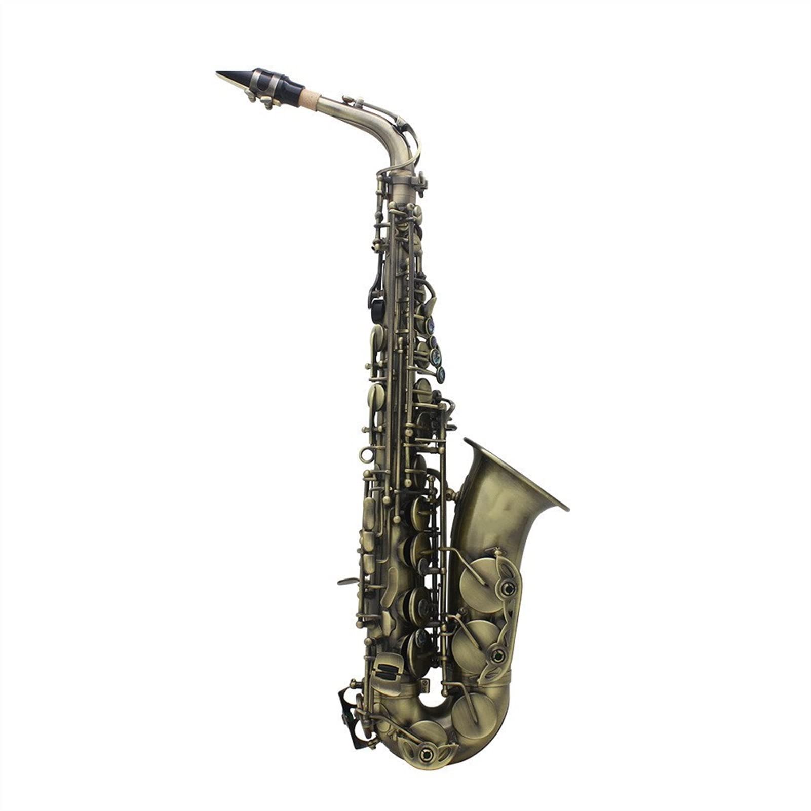 Antike Finish Biegung EB E- Flat Altsaxophon SAX Abalone Shell Key Carve Muster Mit Gehäusehandschuhen Reinigungstuch Riemen Pinsel