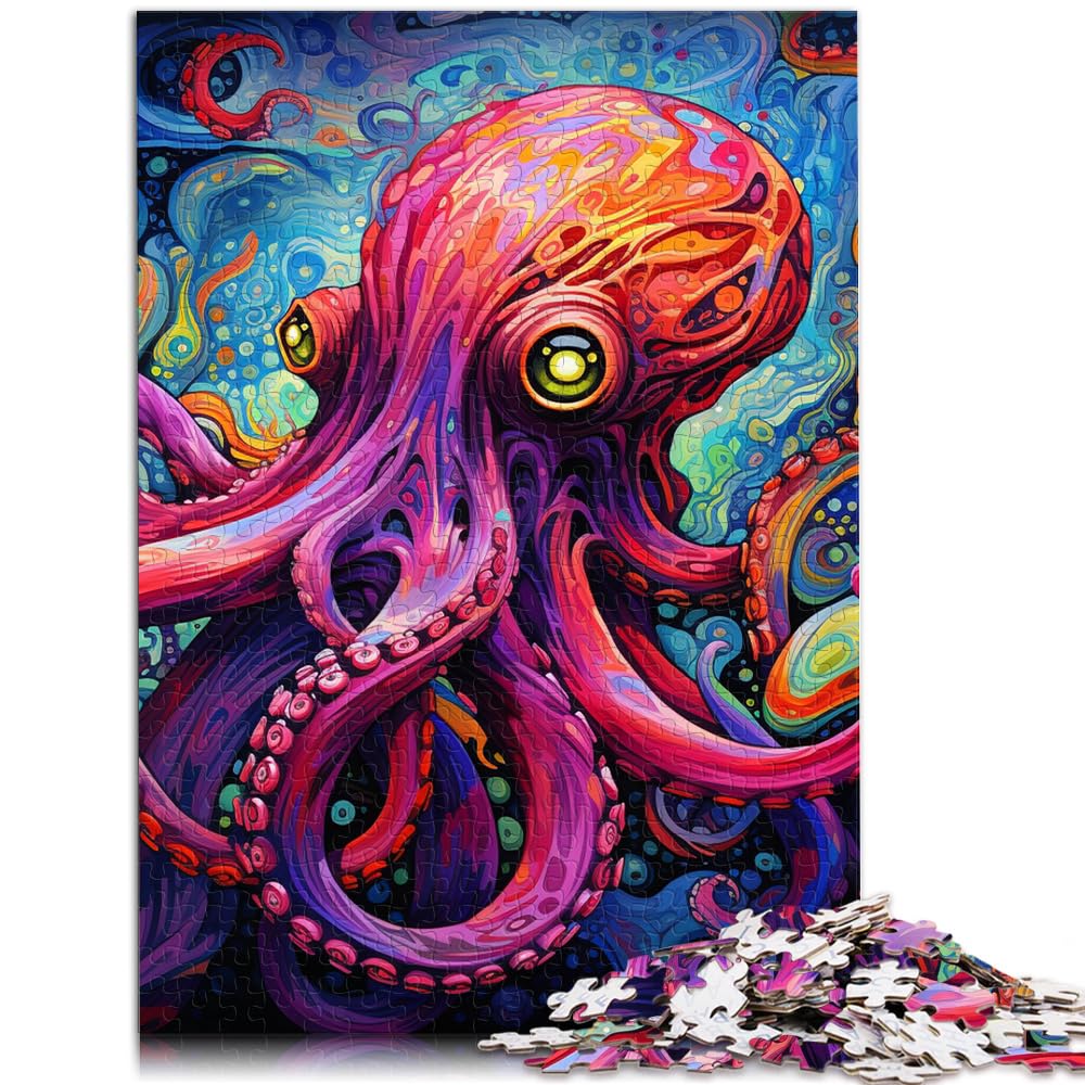 Puzzles für Art Octopus 1000-teiliges Puzzle Holzpuzzle Familienspiel zum Stressabbau Schwieriges Herausforderungspuzzle 1000 Teile (50 x 75 cm)