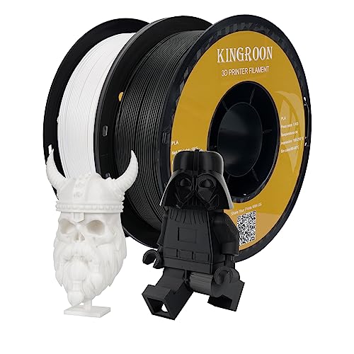 Kingroon PLA, PLA-Filament 1,75 mm, 2 kg PLA-Filament für 3D-Drucker, Maßgenauigkeit +/- 0,03 mm, Spule (4,4 lbs), Schwarz+Weiß PLA-Filament