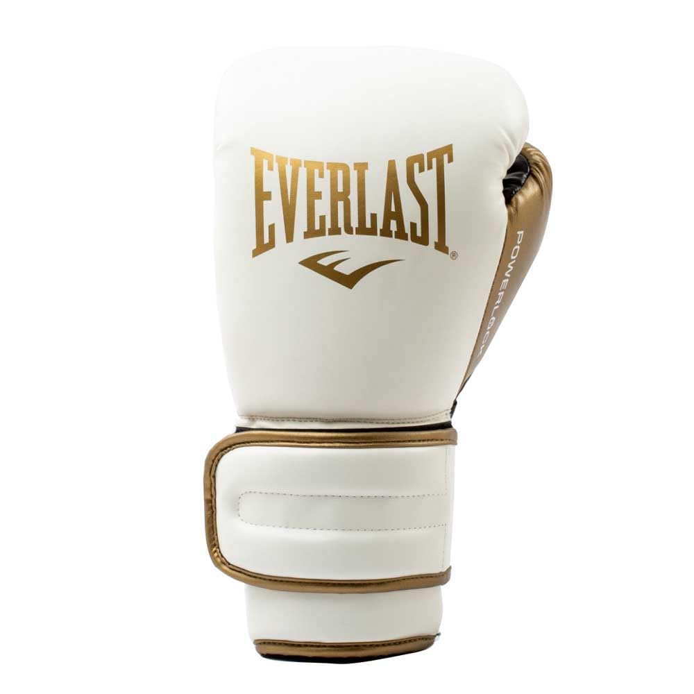 Everlast Powerlock2 Boxing Gloves White/Gold 12oz - Enhanced Performance and Style. Ideal Training Gloves for Boxing