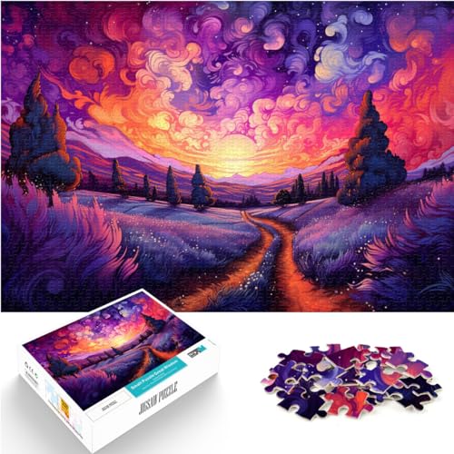 Puzzle-Spiele Lavendelfelder in der Provence Puzzle 500 Teile für Erwachsene Holzpuzzle Schwierige schwere Puzzles für Frauen Männer 500 Stück (38 x 52 cm)