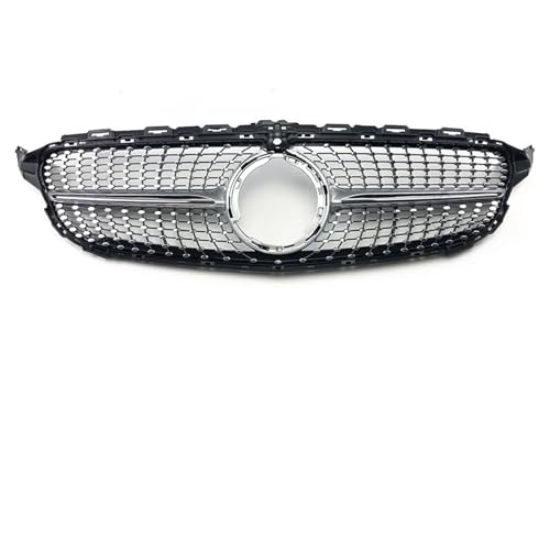 Frontgrills Für Benz W205 C205 S205 Für AMG C 2014-2021 GTR GT Diamant Front Stoßstange Grille Racing Einlass Haube Grill Zentrum Mesh Front Bumper Grille(19-21 DiamSilver-Cam)