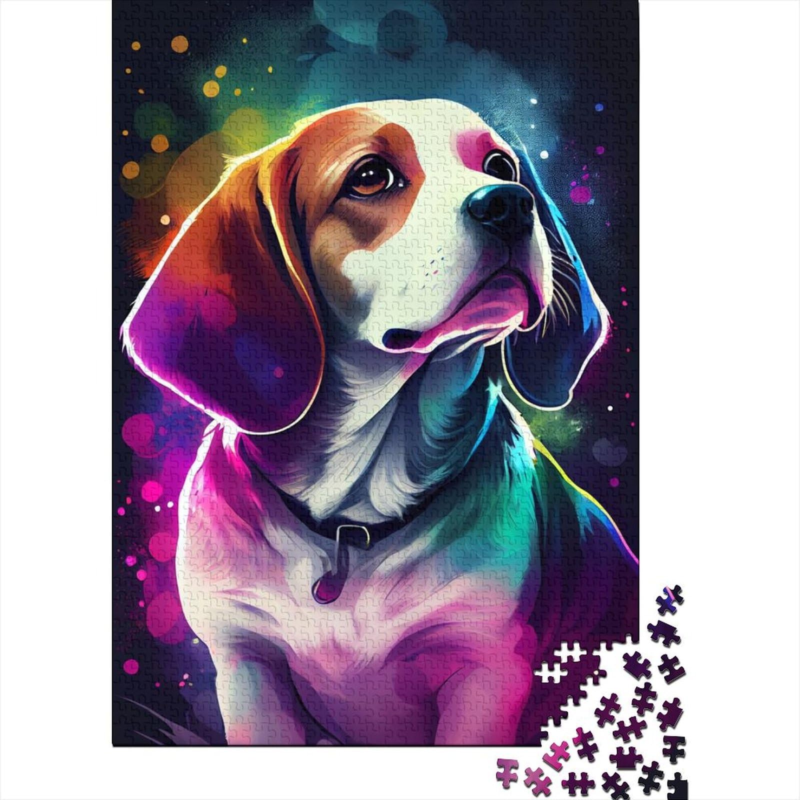 Schwieriges, anspruchsvolles Puzzle mit 1000 Teilen, Beagle-Hund, farbenfrohes Puzzle für Erwachsene und Teenager, Entspannungspuzzlespiele, Denksportaufgaben (75 x 40 cm)