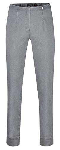 Robell Style Marie – Bequeme, Denim Power Stretch Jeans, Gerade geschnittenes Bein mit Schlitz Farbe Dark Grey Größe 46