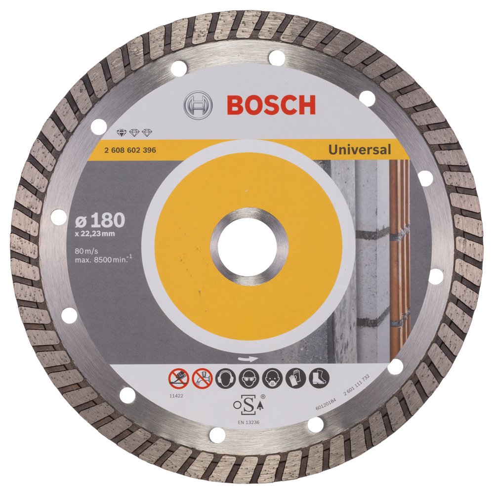 Bosch Diamanttrennscheibe Standard for Universal Turbo, Grau, 180 x 22,23 x 2,5 x 10 mm