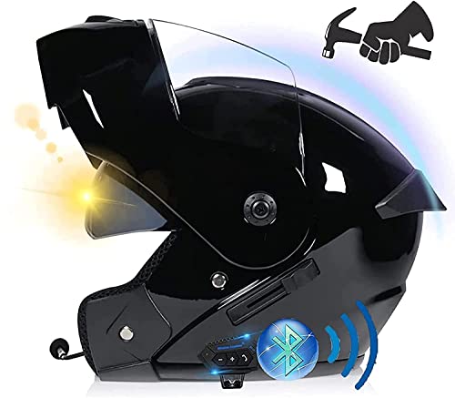 Klapphelme Integrierter Bluetooth-Motorradhelm Modularer Helme,ECE Zertifiziert Integralhelm Motorradhelm Doppelvisier Modularer Helm Rollerhelm Sturzhelm Für Damen Und Herren