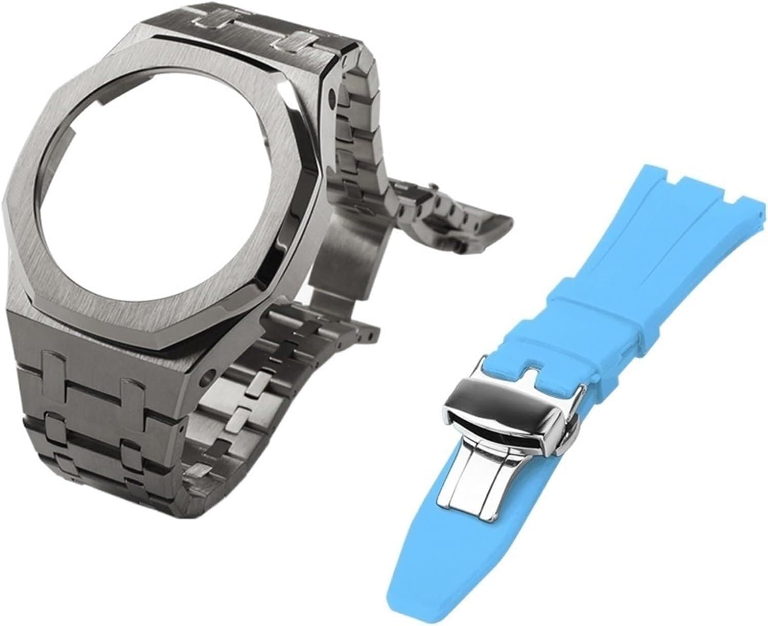 IOTUP Gen 5 Metall-Uhrengehäuse, Lünette und Fluorkautschuk-Uhrenarmband, Kombinationsset, für GA2100, GA2110, GAB2100, GM2100, Mod Kit für Watch Full, GM-2100, Achat