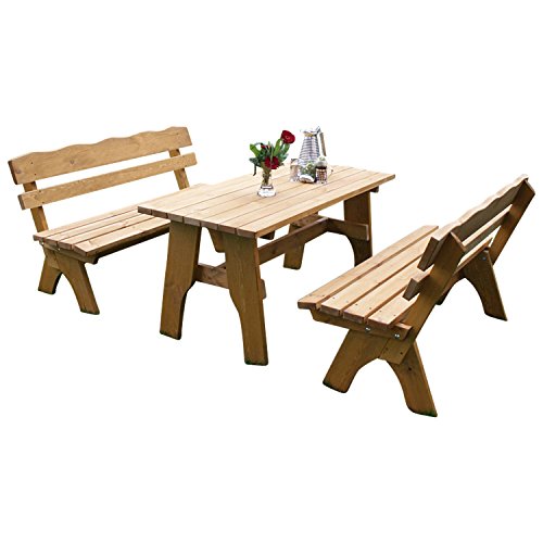 TPFGarden 3-Teilige Garnitur DRIEBURG 2X Bank 3-sitzer, 1x Tisch 70cmx150cm