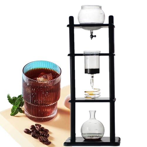 ROGHA Ice Cold Brew Dripper Kaffeemaschine,Cold Brew Tropfturm 1000 ML Wiederverwendbarer Glasfilter Transparenter Edelstahlständer DIY Coffee Maker Glaskaraffe