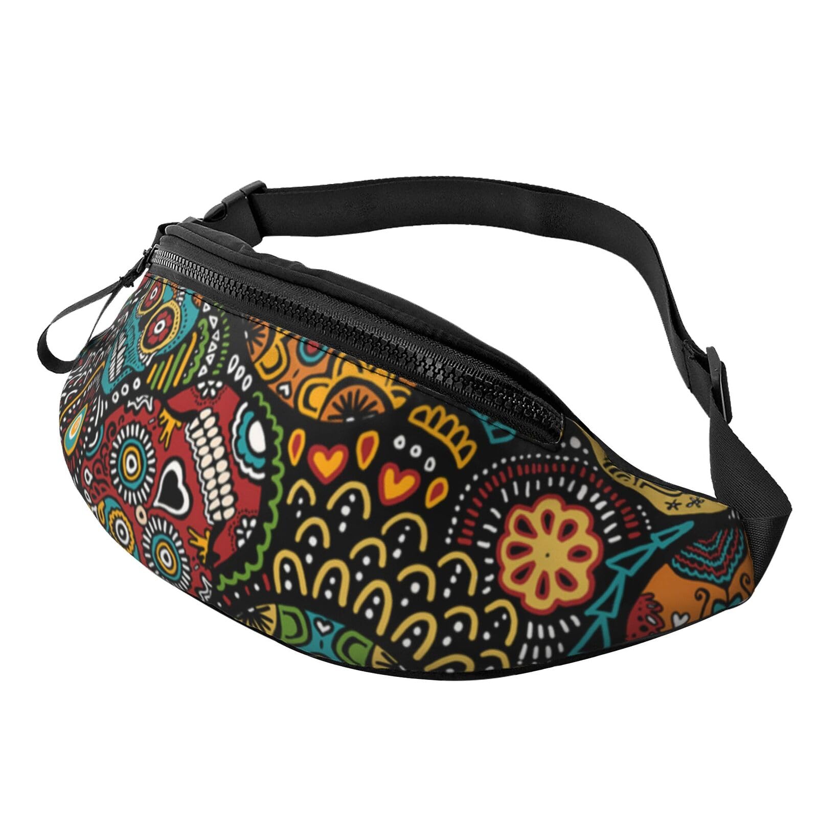 HSJFS Modische Hüfttasche mit niedlichem Giraffen-Druck, verstellbarer Gürtel, lässige Brusttasche, Sugar Skulls Print, Einheitsgröße