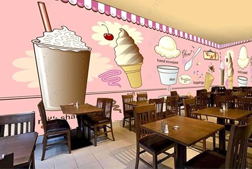 tyujlkjddlf Tapete Wandbild 3D Benutzerdefinierte Eis, Eis, Café, Milchtee, Restaurant, Hintergrund, Dekorative Wand-200Cmx140Cm