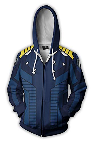 QYIFIRST Pullover Reißverschlussjacke Cartoon Mantel Trek Cosplay Kostüm Herren Damen Jacke Trenchcoat Unisex Blau 4XL (Chest 122cm)