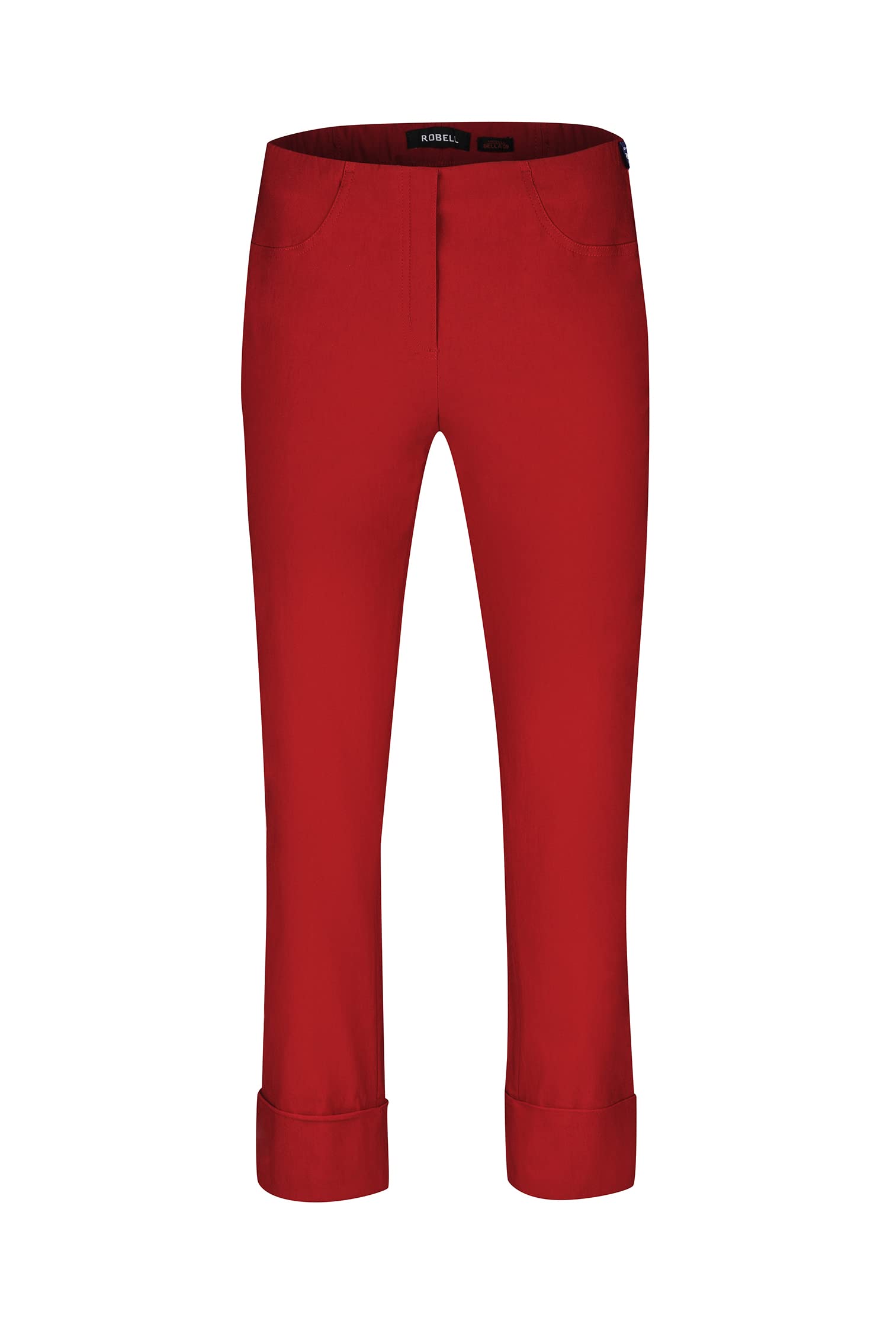 Robell Style BELLA09-7/8 Stoffhose Damen high Waist - Damenhose Power Stretch - Bengaline Stoff Hose mit Aufschlag und Gesäßtaschen - Bitte eine Größe Kleiner bestellen