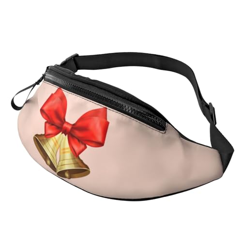 HSJFS 3D-Wand-Gürteltasche, Unterwasserwelt, Fisch-Druck, verstellbare Hüfttasche, lässige Brusttasche, Weihnachtsglocken, Einheitsgröße