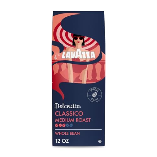 Lavazza Classico Whole Bean Coffee Blend Medium Roast 12oz, Classico, Full-bodied medium roast with rich flavor and notes of dried fruit