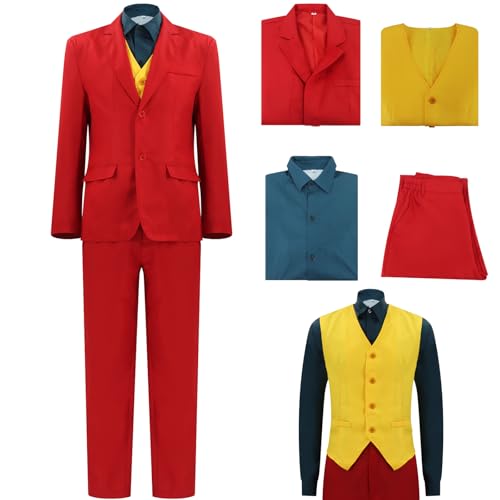 AYYOHON Arthur Fleck Kostüm für Erwachsene, Joaquin Phoenix 2024, Cosplay, Clown, roter Anzug, Halloween, Herren-Jacke, Hose, Outfits, Uniform, Größe XL