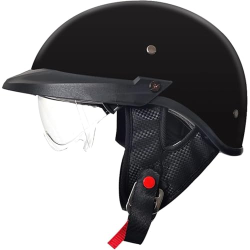 BYFHHHH Motorradhelm, ECE-Zulassung Halbschalenhelm Jethelm Deutscher Stil Totenkopfhelm Mit Sonnenblende, Offener Motorrad Cruiser Scooter Cooler Helm Für Männer Frauen B,M=57~58CM