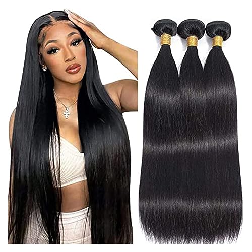 Human Hair Bundles 12A Natürliche Farbe Indisches Glattes Menschenhaar Bundles Unverarbeitete Glatte Haarverlängerungen 1/3/4 Bundles Haar human hair weave (Size : 10 10 10 10)