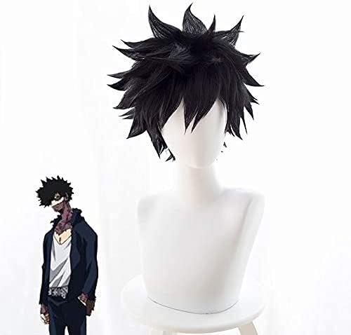 LINLINCD-Anime Coser Wig Cosplay Dabi Mein akademischer Held Boku keine Helden Akademia kurz schwarz hitzebeständig Kunsthaarperücken+Perückenkappe