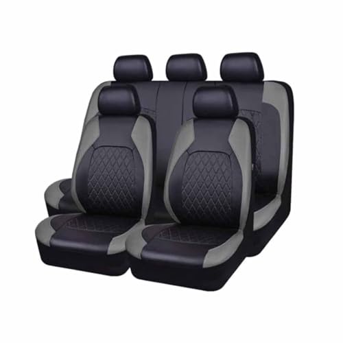 Auto Sitzbezüge Sets Für Citroen C3 Aircross C4 Aircross C5 Aircross C5 Aircross S, 9 Stück Leder Set Sitzbezug Komplett-Set wasserdichte Autositzschoner Zubehör,B/9pcs Set Grey