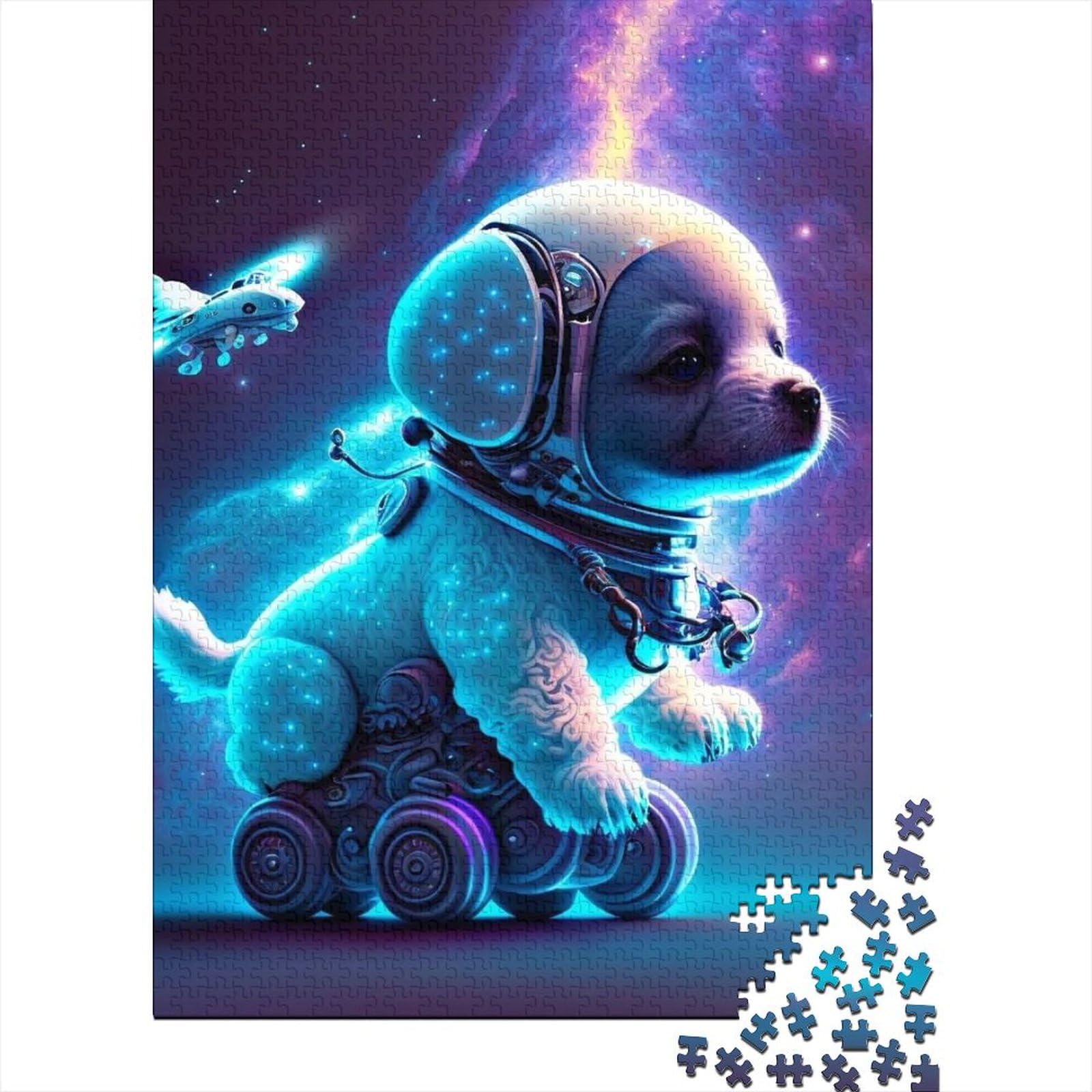 1000 Teile für Erwachsene Schwierige Puzzles Cosmic Car Dog Lustige Puzzles für Erwachsene 1000-teiliges Lernpuzzle (Größe: 75 x 50 cm)