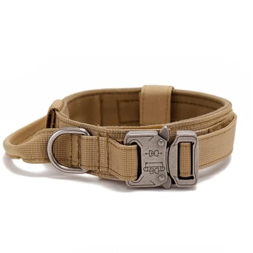 Hundehalsband Trainingshalsbänder Design Hundehalsband für große Hunde Militärisches Hundehalsband für mittelgroße und große Hunde Heimtierbedarf-Kragen-Khaki,L(45-55cm)