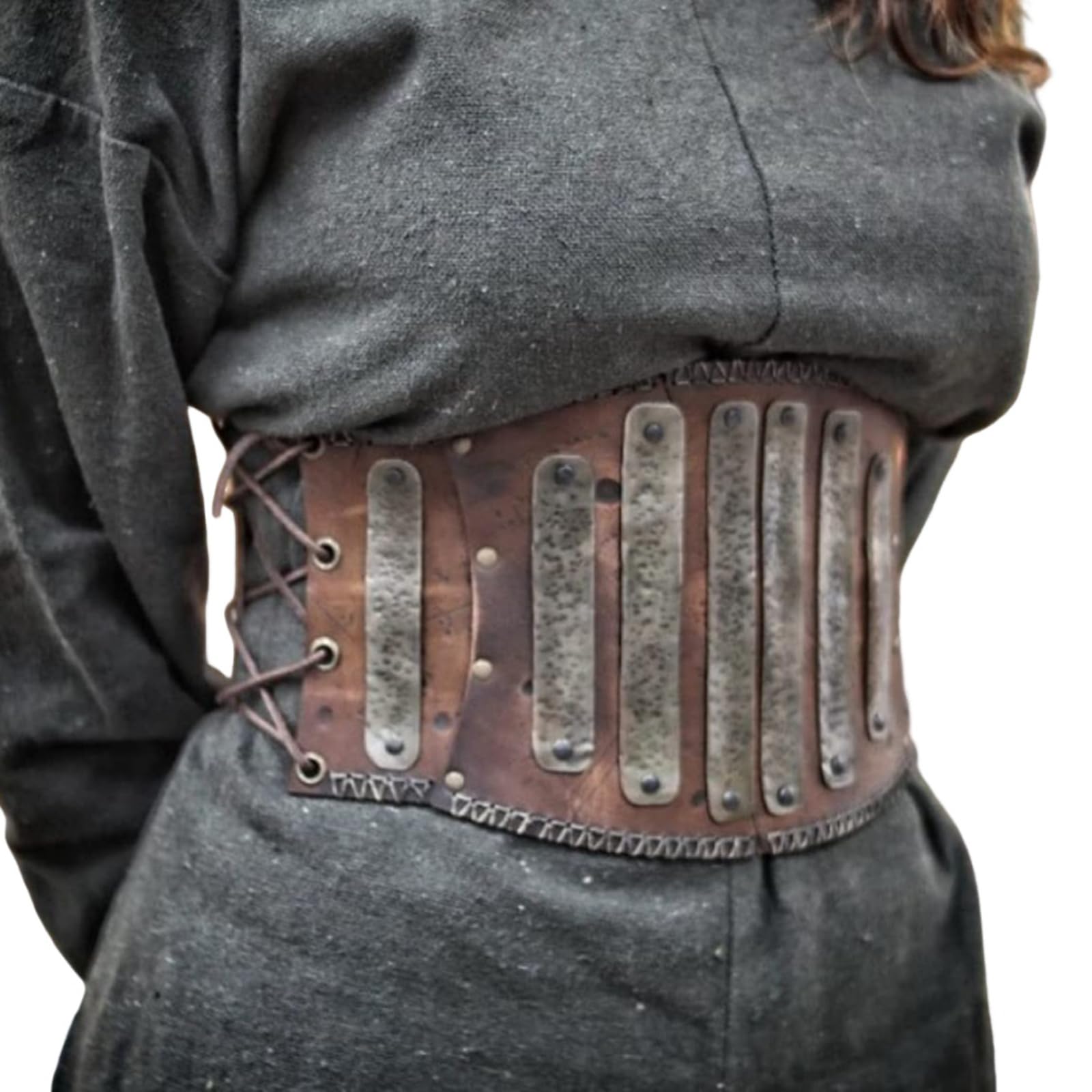 MDFCZXP Mittelalterlicher Steampunk Schnürgürtel - Frauen Ritterrüstung Gebundenes Korsett Elastischer Taillengürtel,Braun,130cm