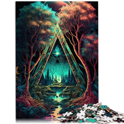 Puzzles Psychedelisches 1000-teiliges Holzpuzzle Lernpuzzlespiel für Geburtstag, Weihnachten Schwierige, Schwere Puzzles für Frauen und Männer (50 x 75 cm)