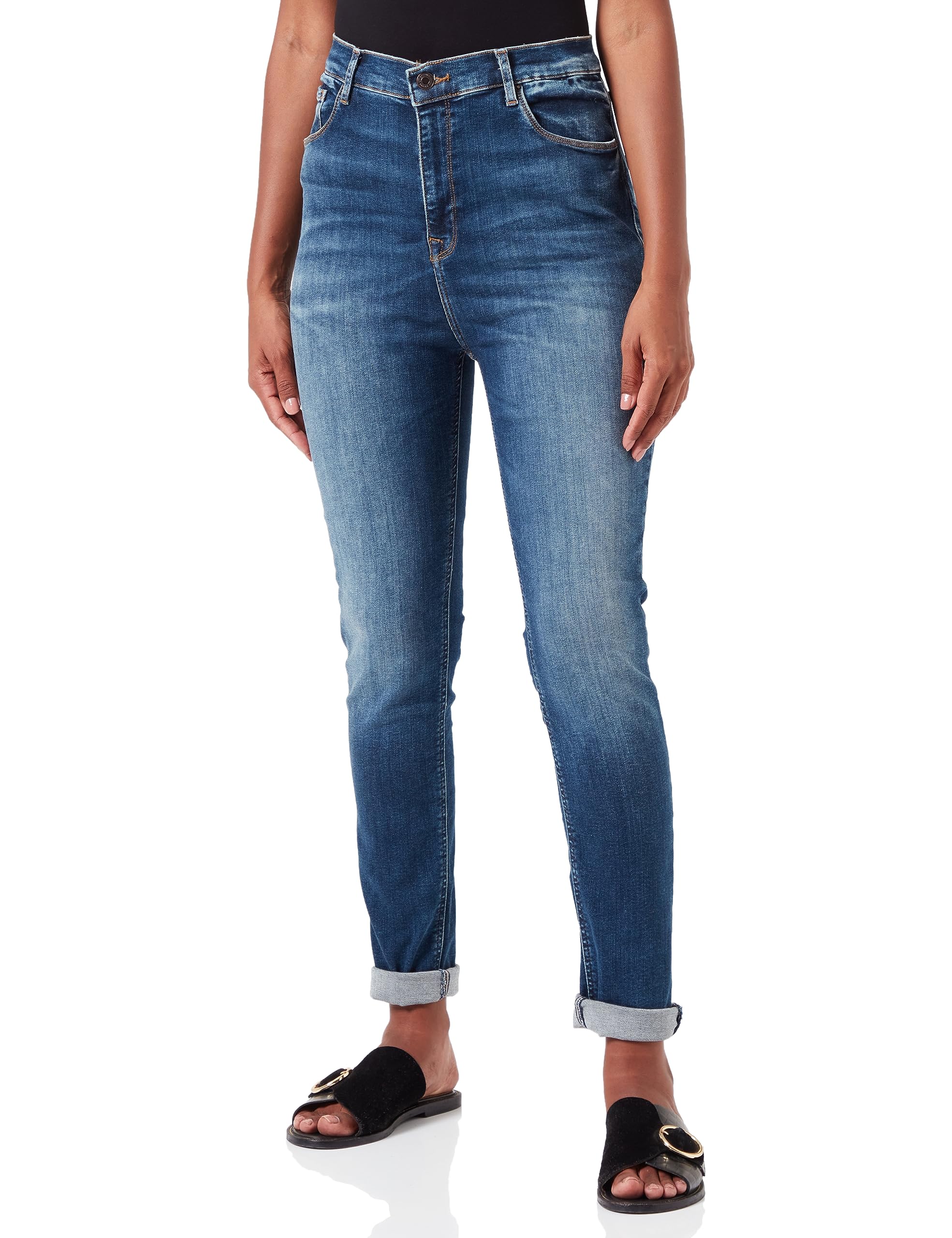 LTB Jeans Damen Jeans Amy X - Jeans Damen Skinny aus Baumwollmischung Skinny Denim Dunkel mit Reißverschluss Hohe Taille - Blau